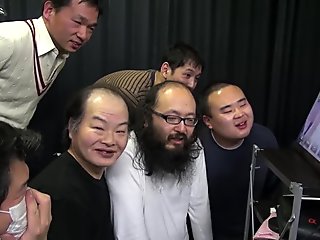 Japanese gangbang with brunette Kaori Buki and her coworkers